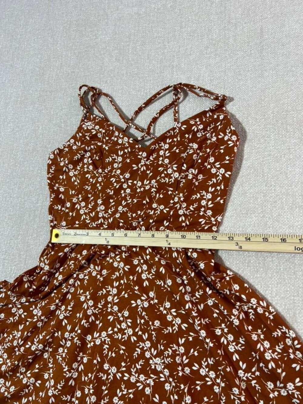 Mine Britton Brown Floral Fit & Flare Mini Dress NWT Size S - Picture 6 of 10